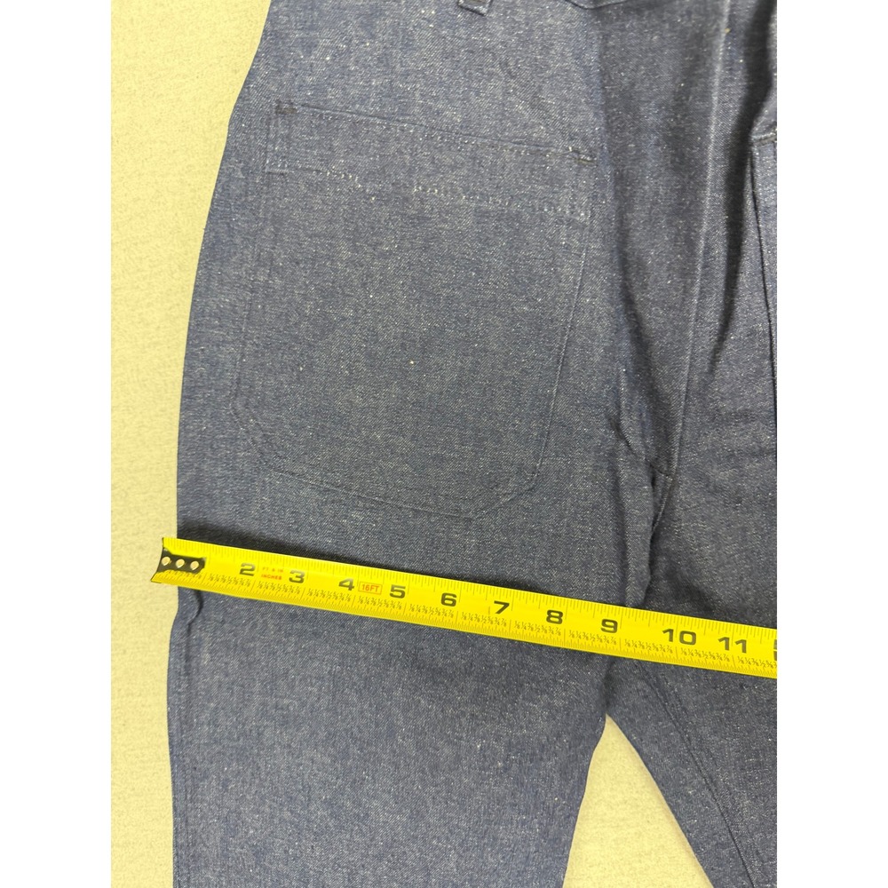 Vintage US Navy Denim Bell Bottoms 26x34 Dark Wash Military Utility Pants 12R - Picture 4 of 7